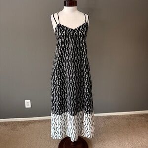 Banana Republic black white Ikat Geometric Cross back strap dress Sz 00P Fall